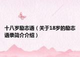 十八岁励志语（关于18岁的励志语录简介介绍）