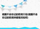 祖国不会忘记的歌词介绍(祖国不会忘记的歌词详细情况如何)