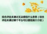 综合评估未通过无法借钱什么意思（综合评估未通过哪个平台可以借钱简介介绍）