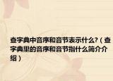 查字典中音序和音节表示什么?（查字典里的音序和音节指什么简介介绍）
