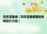 刘忠宝是谁（刘忠宝是哪里的老师简介介绍）