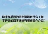 取字在后面的四字词语有什么（取字开头的四字词语有哪些简介介绍）