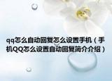 qq怎么自动回复怎么设置手机（手机QQ怎么设置自动回复简介介绍）