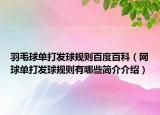 羽毛球单打发球规则百度百科（网球单打发球规则有哪些简介介绍）
