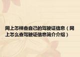 网上怎样查自己的驾驶证信息（网上怎么查驾驶证信息简介介绍）