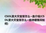 CSOL里大灾变里怎么+血介绍(CSOL里大灾变里怎么+血详细情况如何)