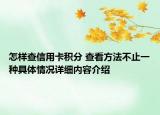 怎样查信用卡积分 查看方法不止一种具体情况详细内容介绍