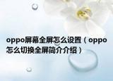 oppo屏幕全屏怎么设置（oppo怎么切换全屏简介介绍）