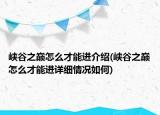 峡谷之巅怎么才能进介绍(峡谷之巅怎么才能进详细情况如何)