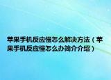 苹果手机反应慢怎么解决方法（苹果手机反应慢怎么办简介介绍）