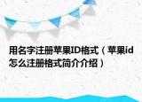 用名字注册苹果ID格式（苹果id怎么注册格式简介介绍）
