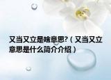 又当又立是啥意思?（又当又立意思是什么简介介绍）