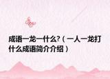成语一龙一什么?（一人一龙打什么成语简介介绍）