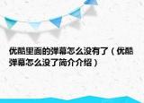 优酷里面的弹幕怎么没有了（优酷弹幕怎么没了简介介绍）