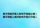 舍不得离开爱人的句子说说心情（舍不得爱人离开的句子简介介绍）