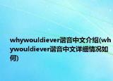 whywouldiever谐音中文介绍(whywouldiever谐音中文详细情况如何)