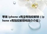苹果 iphone x有没有指纹解锁（iphone x有指纹解锁吗简介介绍）