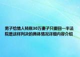 男子给情人转账30万妻子只要回一半法院是这样判决的具体情况详细内容介绍