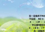 在一定条件下RO(3  －    和氟气可发生如下反应    RO 3  － ＋F 2 ＋2OH － ＝RO 4  － ＋2F － ＋H 2 O从而可知在RO 3  － 中元素R的化合价是     A．＋4 B．＋5 C．＋6 D．＋7         