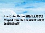 ipad(mini Retina屏是什么意思介绍 ipad mini Retina屏是什么意思详细情况如何)