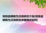 将姓名转换为汉语拼音介绍(将姓名转换为汉语拼音详细情况如何)