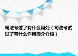 司法考过了有什么用处（司法考试过了有什么作用简介介绍）