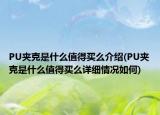 PU夹克是什么值得买么介绍(PU夹克是什么值得买么详细情况如何)