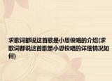 求歌词都说这首歌是小恩俊唱的介绍(求歌词都说这首歌是小恩俊唱的详细情况如何)