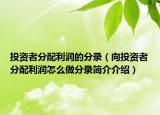 投资者分配利润的分录（向投资者分配利润怎么做分录简介介绍）