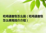 吃鸡语音包怎么搞（吃鸡语音包怎么使用简介介绍）