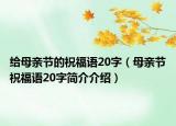 给母亲节的祝福语20字（母亲节祝福语20字简介介绍）