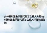 gba模拟器金手指代码怎么输入介绍(gba模拟器金手指代码怎么输入详细情况如何)
