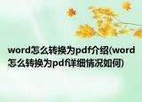 word怎么转换为pdf介绍(word怎么转换为pdf详细情况如何)