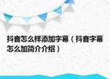 抖音怎么样添加字幕（抖音字幕怎么加简介介绍）