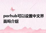 porhub可以设置中文界面吗介绍