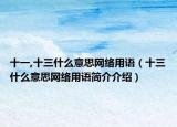 十一,十三什么意思网络用语（十三什么意思网络用语简介介绍）