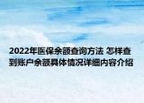 2022年医保余额查询方法 怎样查到账户余额具体情况详细内容介绍