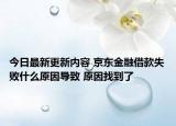 今日最新更新内容 京东金融借款失败什么原因导致 原因找到了
