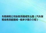 车险保险公司业务员提成怎么提（汽车保险业务员能提成一般多少简介介绍）