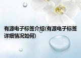 有源电子标签介绍(有源电子标签详细情况如何)