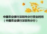 中国农业银行深圳市分行营业时间（中国农业银行深圳市分行）