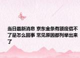 当日最新消息 京东金条有额度借不了是怎么回事 常见原因都列举出来了