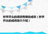 妙字开头的词语有哪些成语（妙字开头的成语简介介绍）
