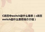 C语言中switch是什么意思（c语言switch是什么意思简介介绍）
