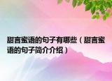 甜言蜜语的句子有哪些（甜言蜜语的句子简介介绍）