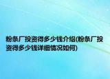 粉条厂投资得多少钱介绍(粉条厂投资得多少钱详细情况如何)