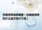 空调雪种加到哪里（空调加雪种在什么地方简介介绍）