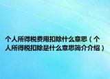 个人所得税费用扣除什么意思（个人所得税扣除是什么意思简介介绍）