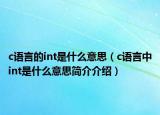 c语言的int是什么意思（c语言中int是什么意思简介介绍）