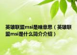 英雄联盟msi是啥意思（英雄联盟msi是什么简介介绍）